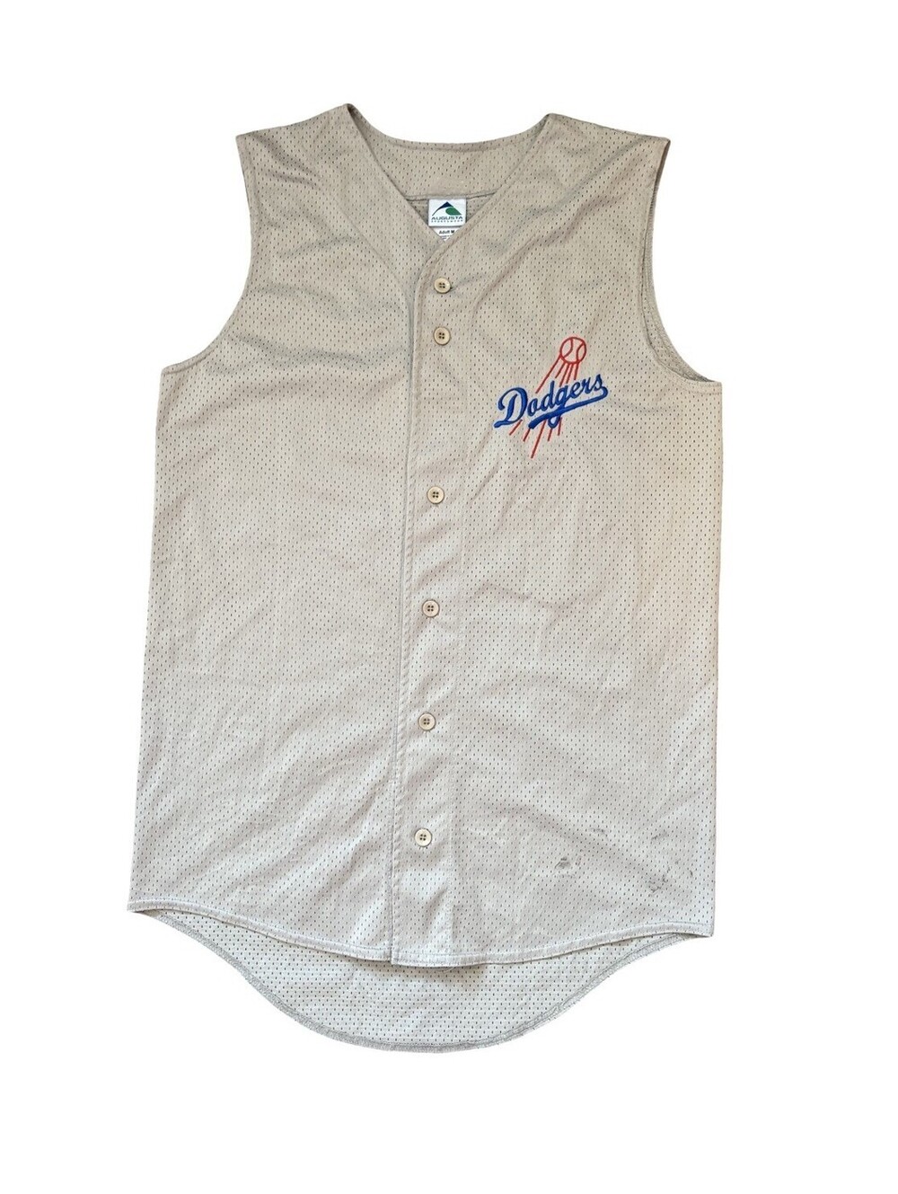 Los Angeles Dodgers Augusta Sportswear Gray Sleeveless Button Jersey Size Medium